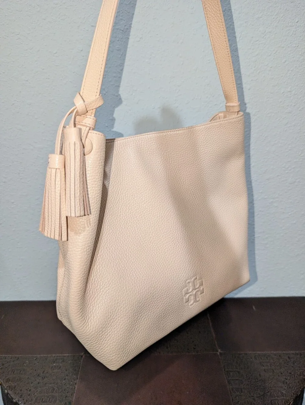 Tory Burch Thea Pebbled Leather Slouchy Hobo Bag & Matching Zip Wallet Set